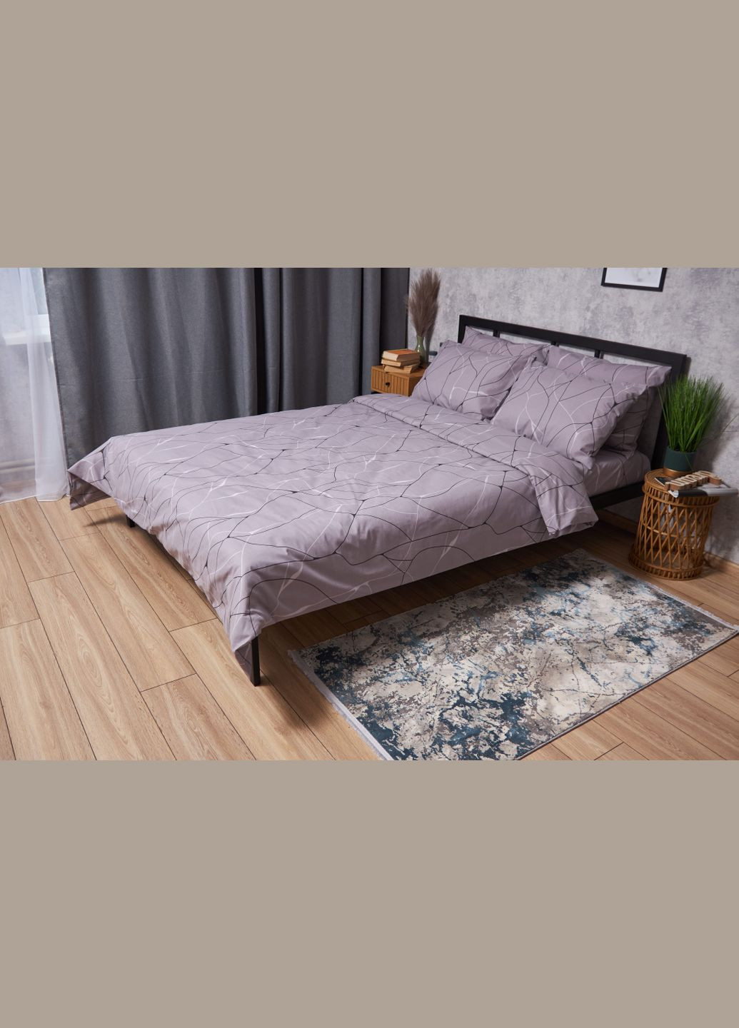 Комплект постельного белья Бязь Gold Люкс евро 200х220 наволочки 4х50х70 (MS-820002766) Moon&Star Graphite (288536318)