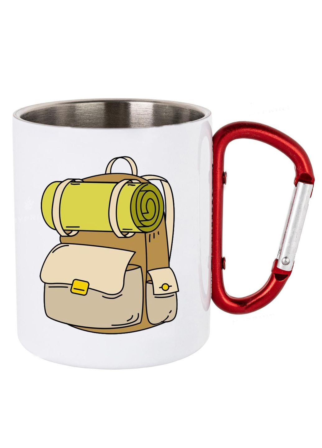 Кружка металлическая с карабином (red) туристическая 300 мл #0051 белая No Brand (316121839)