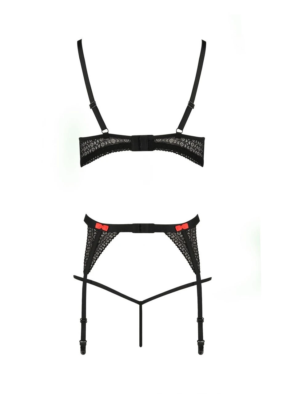 Комплект білизни з поясом для панчіх PERDITA SET black S/M - Passion (303877838)