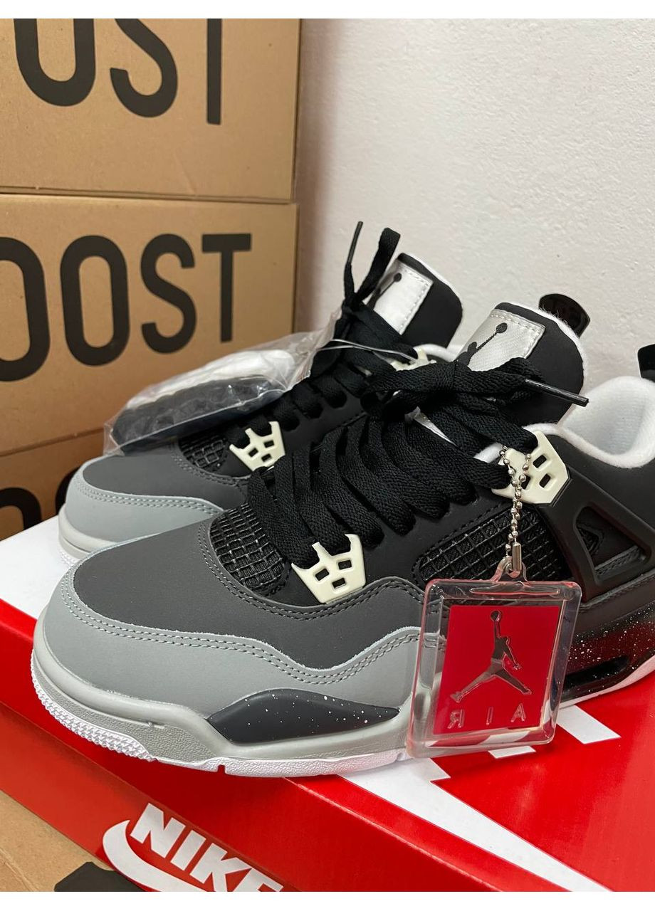 Черные летние кроссовки nike air jordan 4 black grey найк аир джордан No Brand