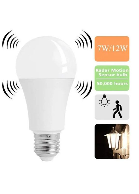 Лампа A60 12W 4000K E27 з датчиком руху Luxel (355464057)