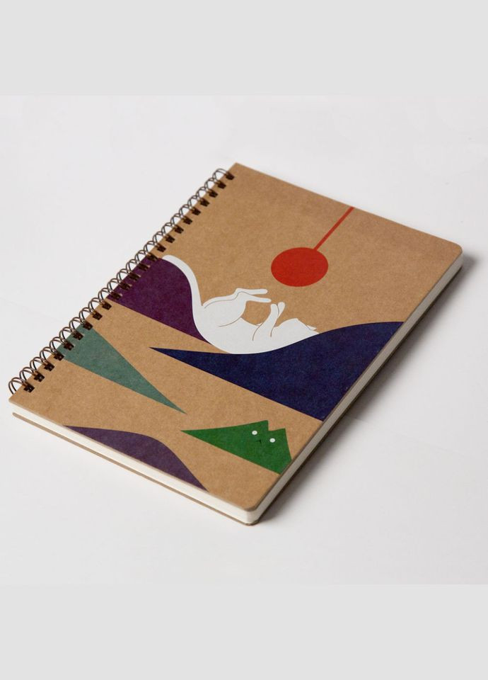 Блокнот "Кіт та сонце" еко крафт-картон 11134-KR формат А5 на пружині Kiri sketch (342964633)