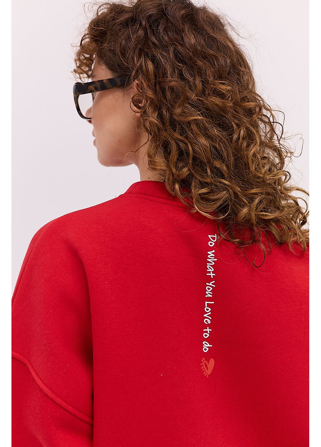 Красный утепленный женский свитшот коричневый с принтом на спине Arjen (361056629)