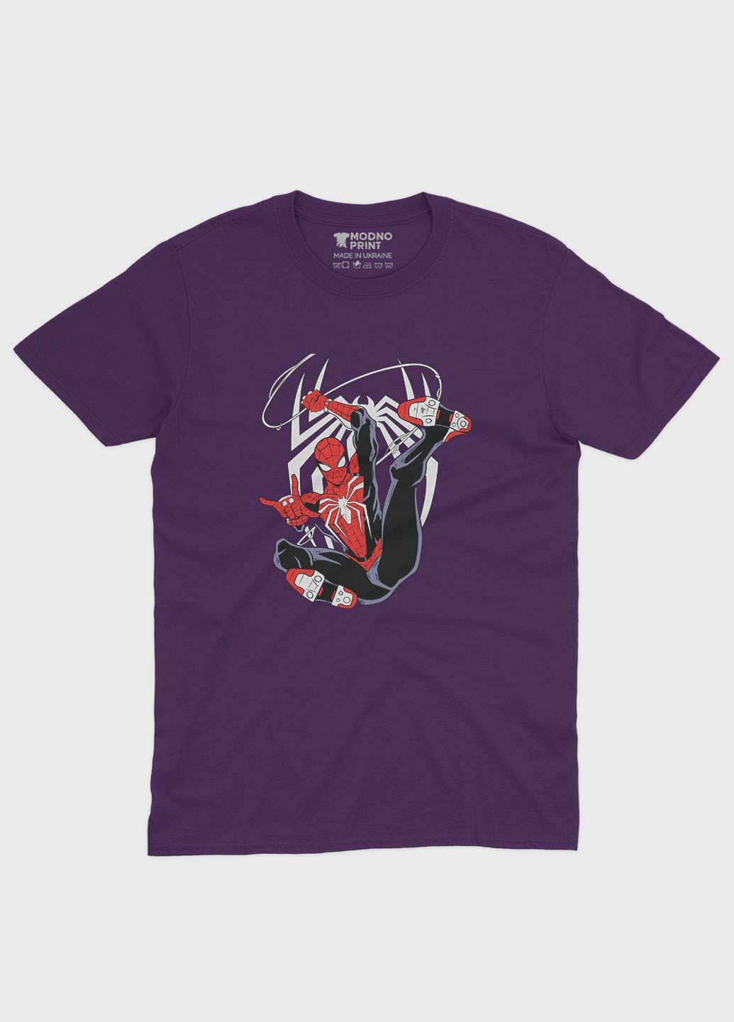 Фіолетова демісезонна футболка для дівчинки з принтом супергероя - людина-павук (ts001-1-dby-006-014-025-g) Modno