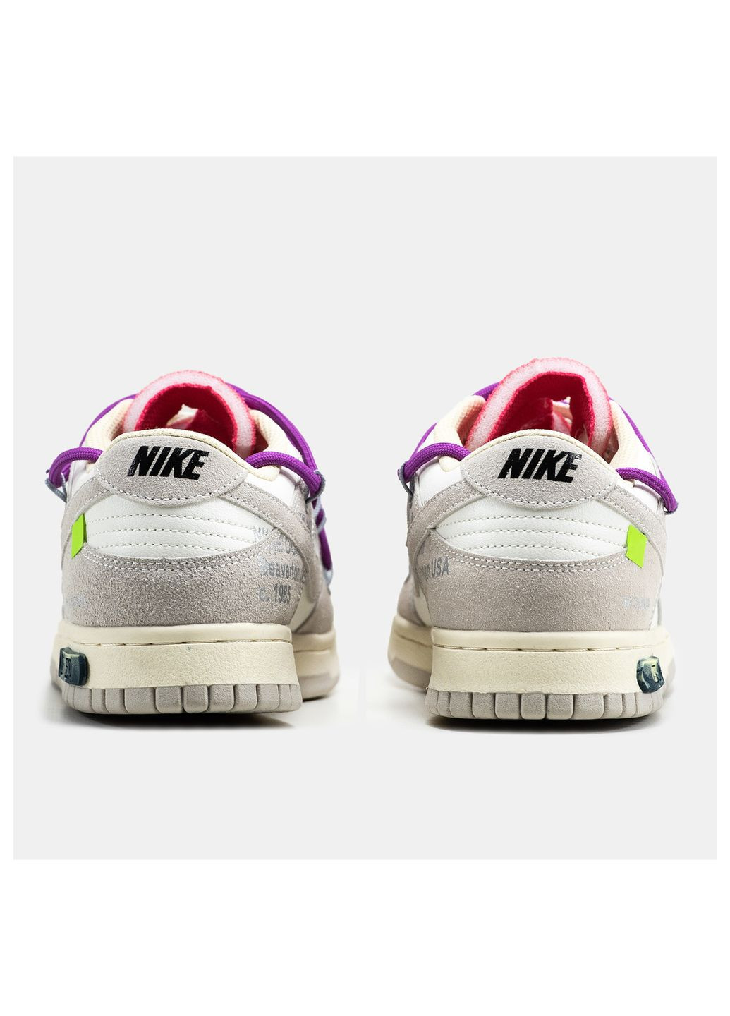 Серые демисезонные кроссовки женские Nike SB Dunk Low Off-White Lot 15 of 50