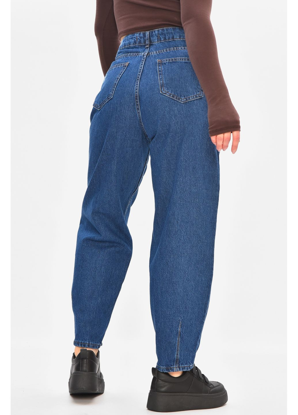 Джинси жіночі однотонні синього кольору Let's Shop - (366726336)