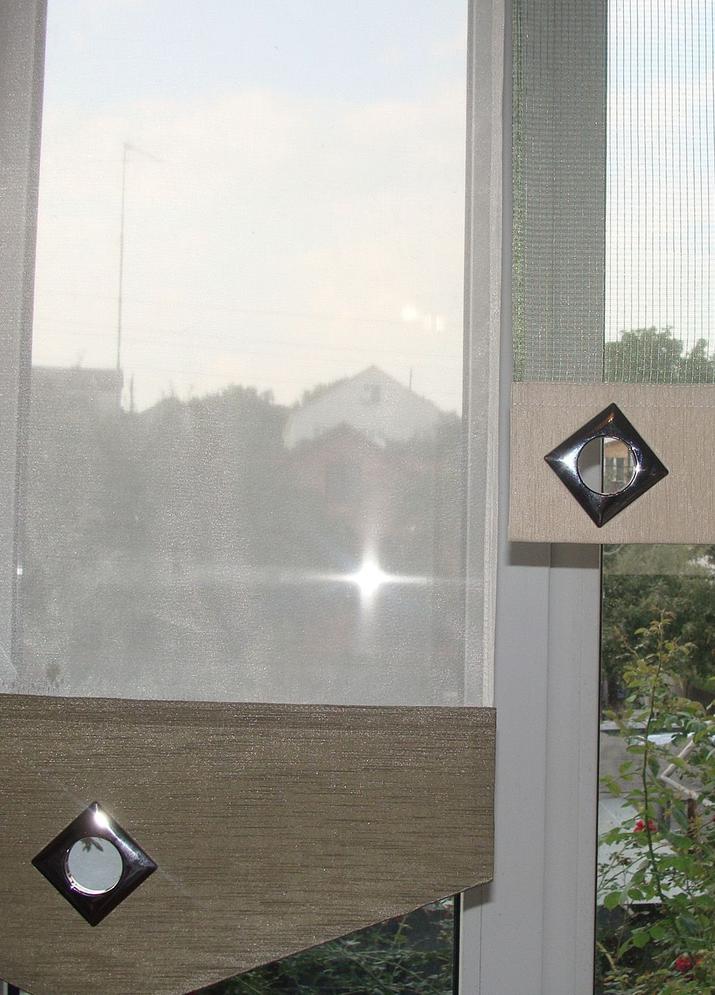 Комплект панельних фіранок Смужка і квадратики 5шт карниз 250см оливковий з молочним (11_7п) Firanka Line (328267235)