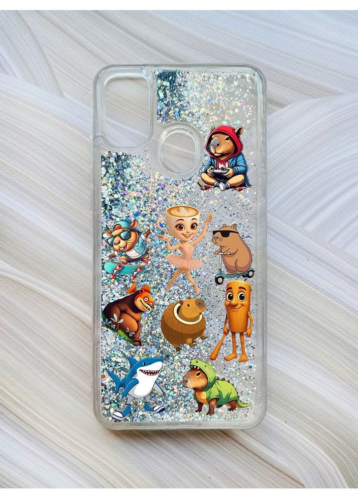 Чохол з плаваючими срібними блискітками на Samsung Galaxy M30s/M21 Меми (принт 415) Creative (356122987)