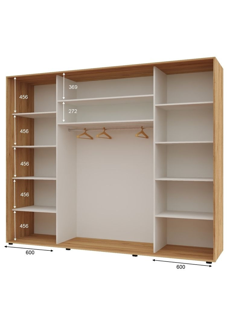 Шкаф-купе трехдверный Комфорт Мебель 270*60*240 см Дуб золотой 3 двери Зеркало Макси Комфорт Меблі (360474386)