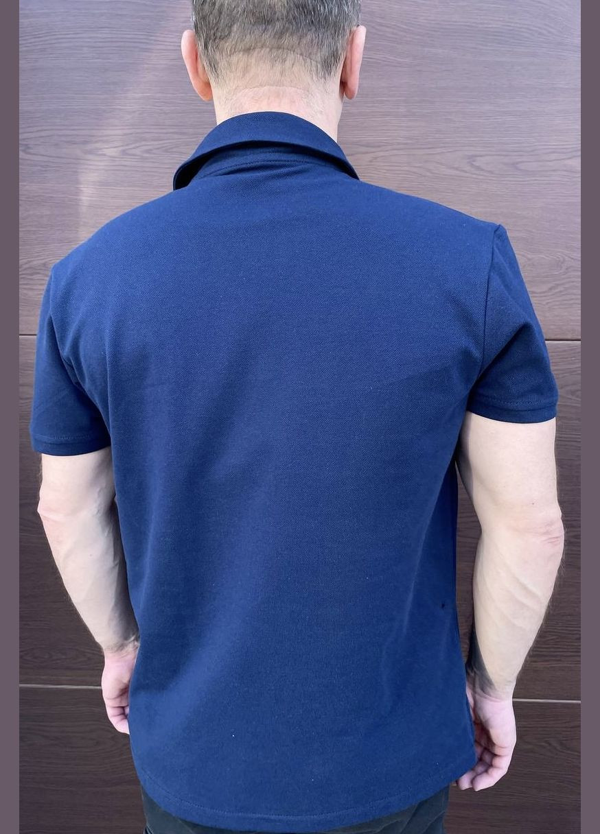 Темно-синяя футболка-стильное базовое мужское поло для мужчин No Brand однотонная