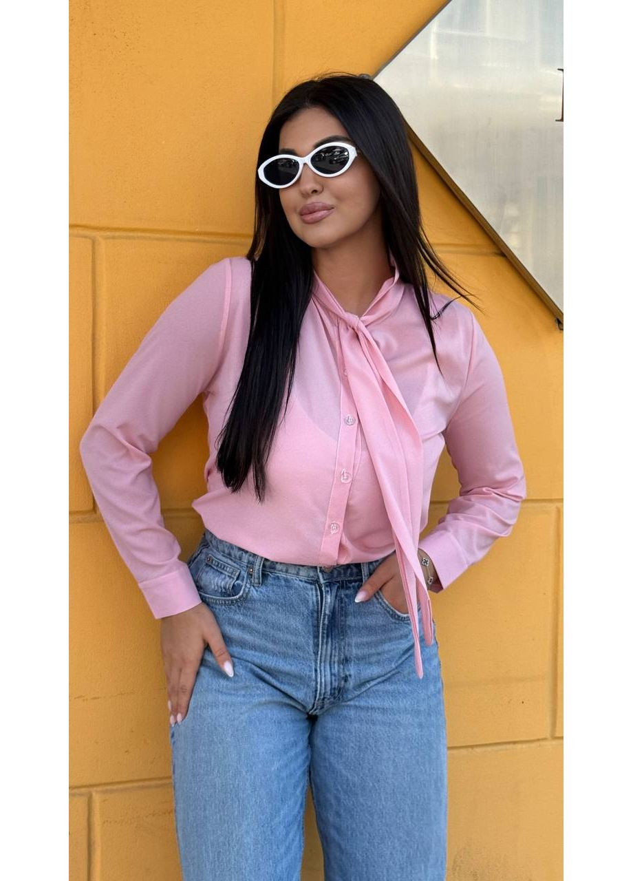 Розовая блуза из креп шифона — нежность и женственность ✨ (замеры в описании) DK/DL Мода без кордонів