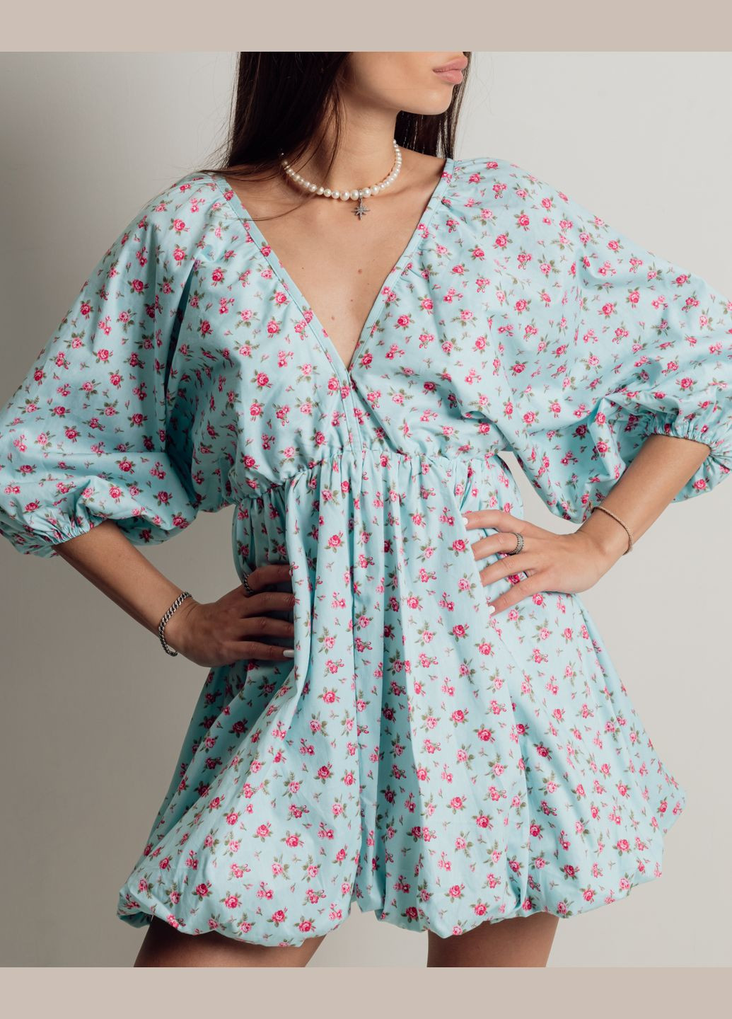 Блакитна повсякденний сукня літня s-l квітковий принт milirud