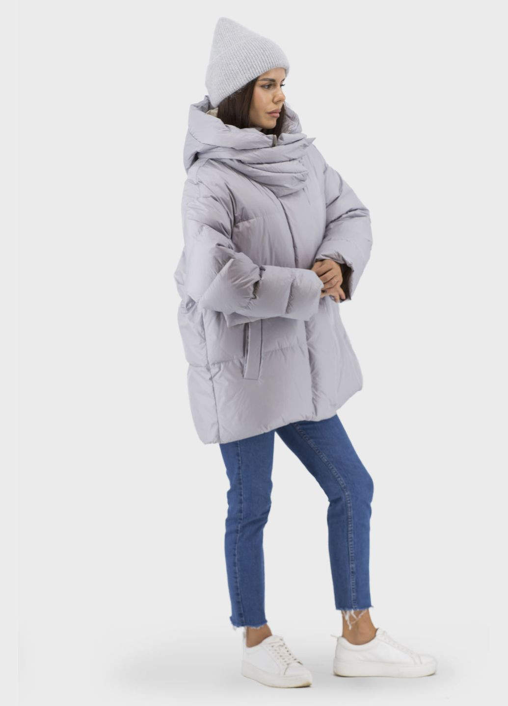 Сірий зимній Пуховик Basic