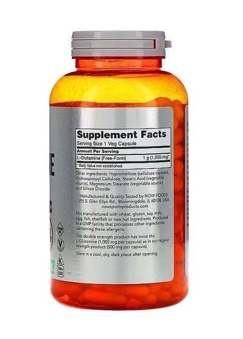 L-Glutamine 1000 mg 120 Veg Caps Now Foods (362419089)