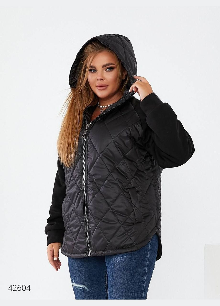 Черная демисезонная женская демисезонная куртка больших размеров Liton