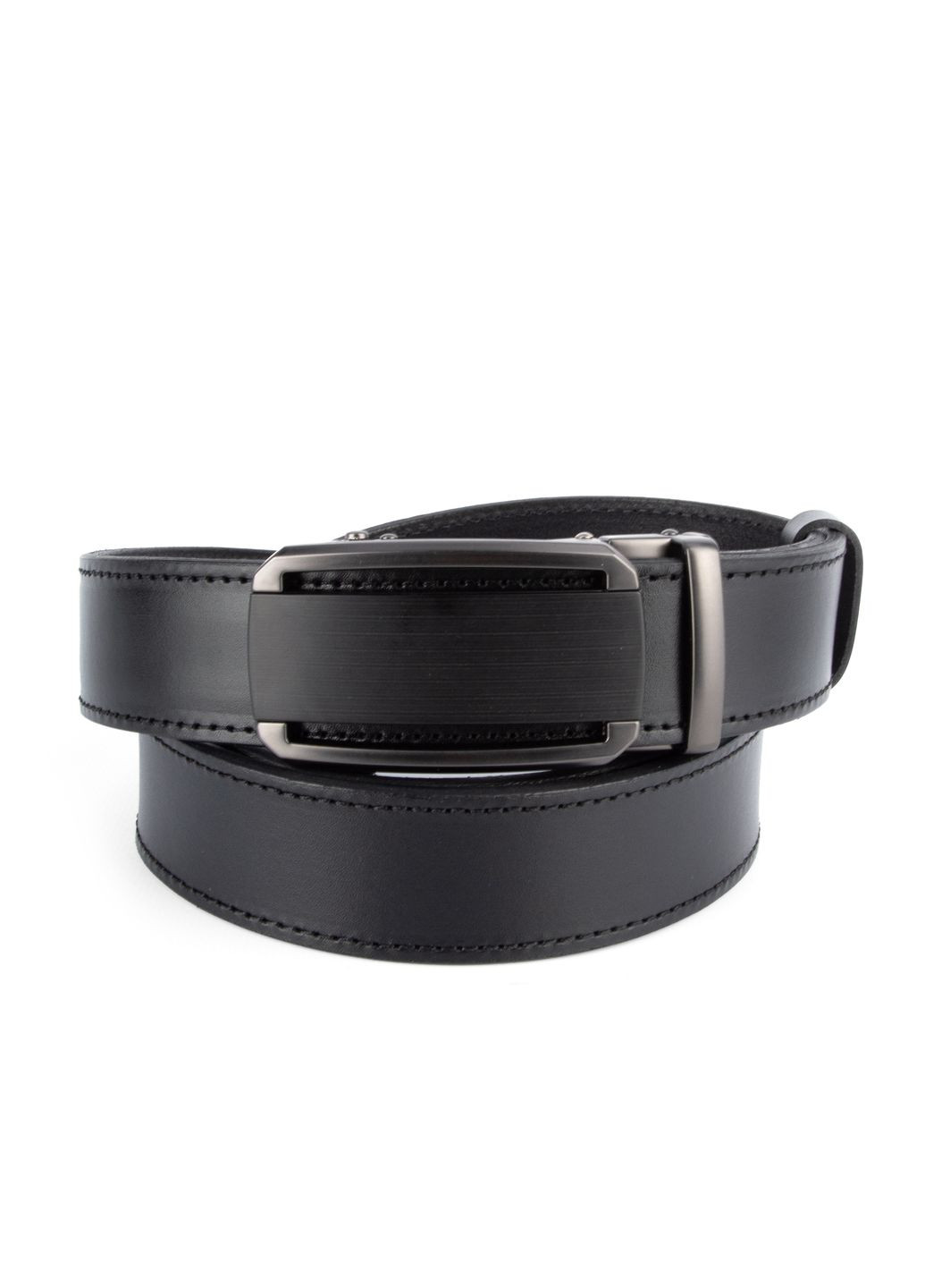 Ремень кожаный мужской черный на автомате SF-3421 XXL (145 см) батальный SFIP (344562098)