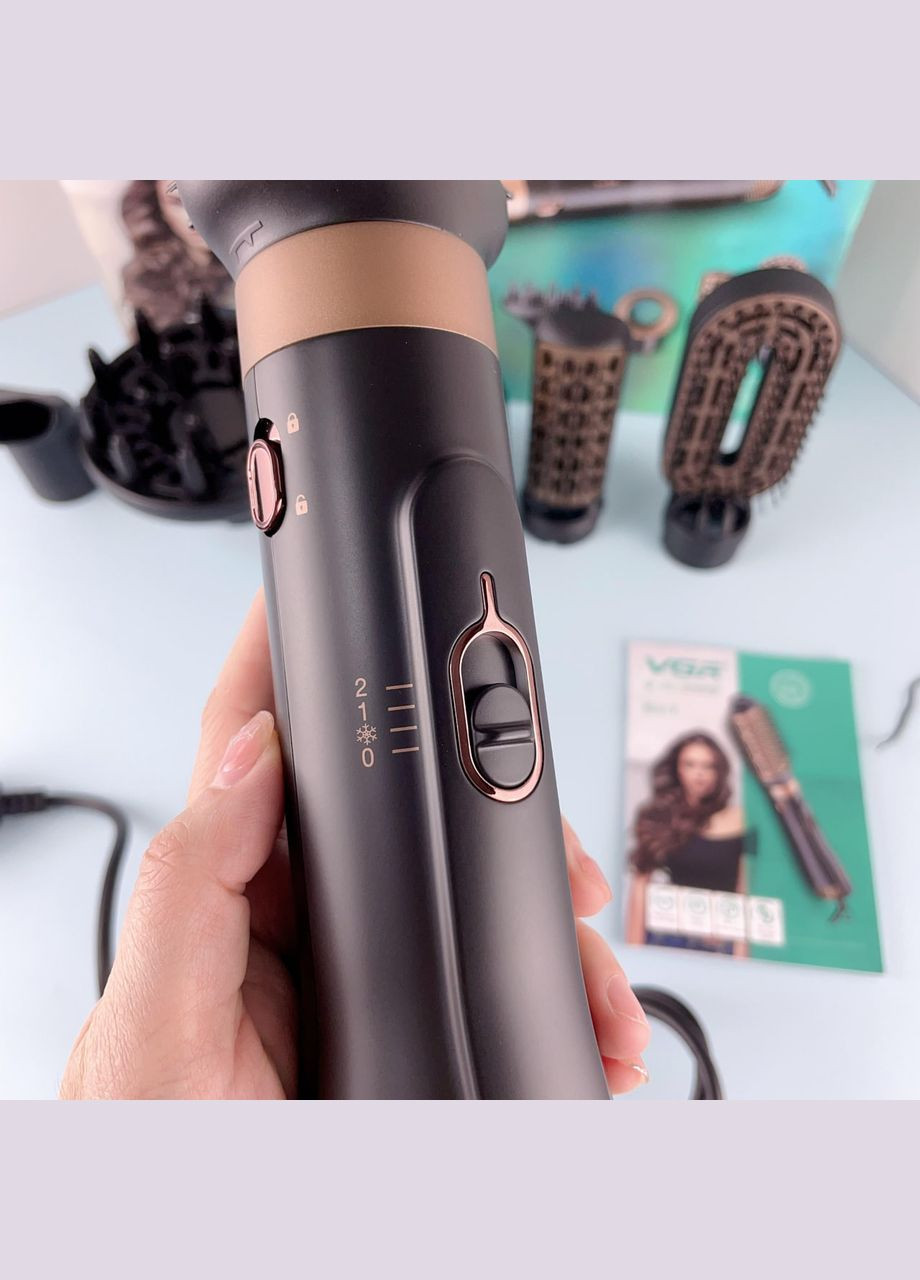 Фен стайлер для укладання волосся 6 в 1, 1000 Вт + 6 насадок V-491 / Фен-щітка для завивання волосся VGR (311309202)