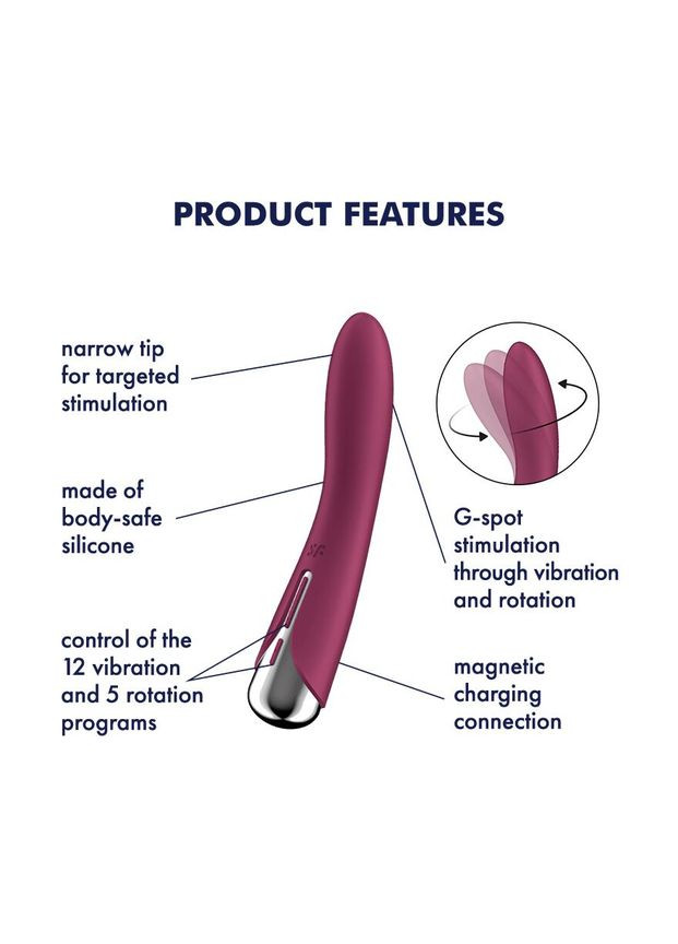 Вібратор точки G з обертанням Spinning Vibe 1 Red, 2 мотори - CherryLove Satisfyer (332209344)