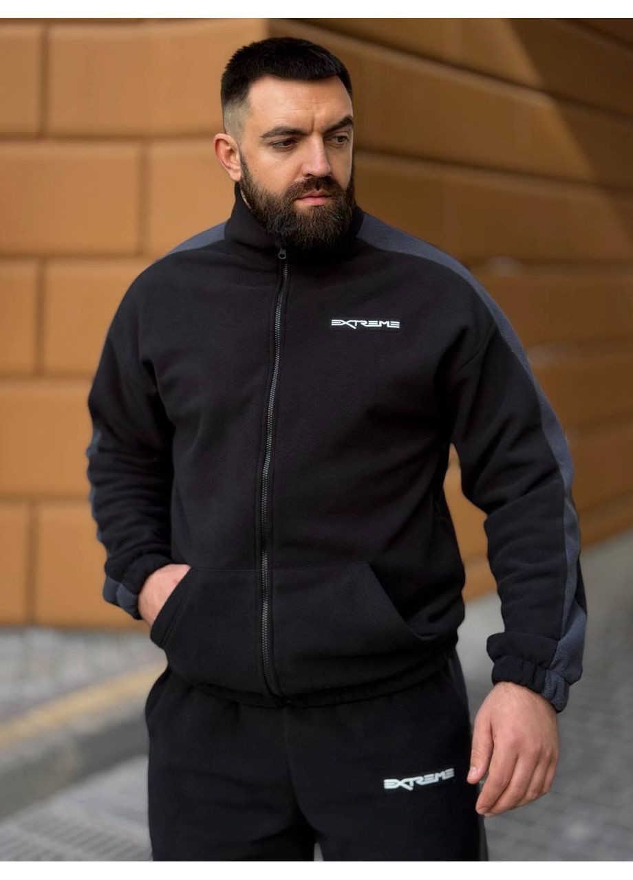 Чорний зимній чоловічий теплий костюм брючний No Brand