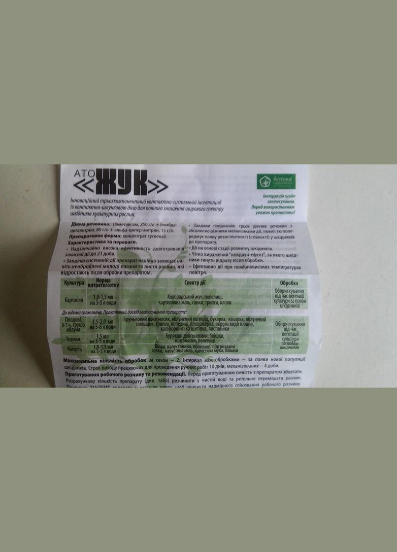 АТО Жук 15мл/50л/10сот инсектицид тройного действия Укравит УКРАВИТ (315728524)