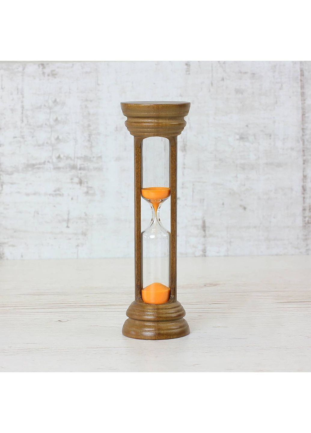 Пісочний годинник в дерев'яному корпусі на 10 хвилин (колір горіх/пісок помаранчевий) Склоприлад (307285111)