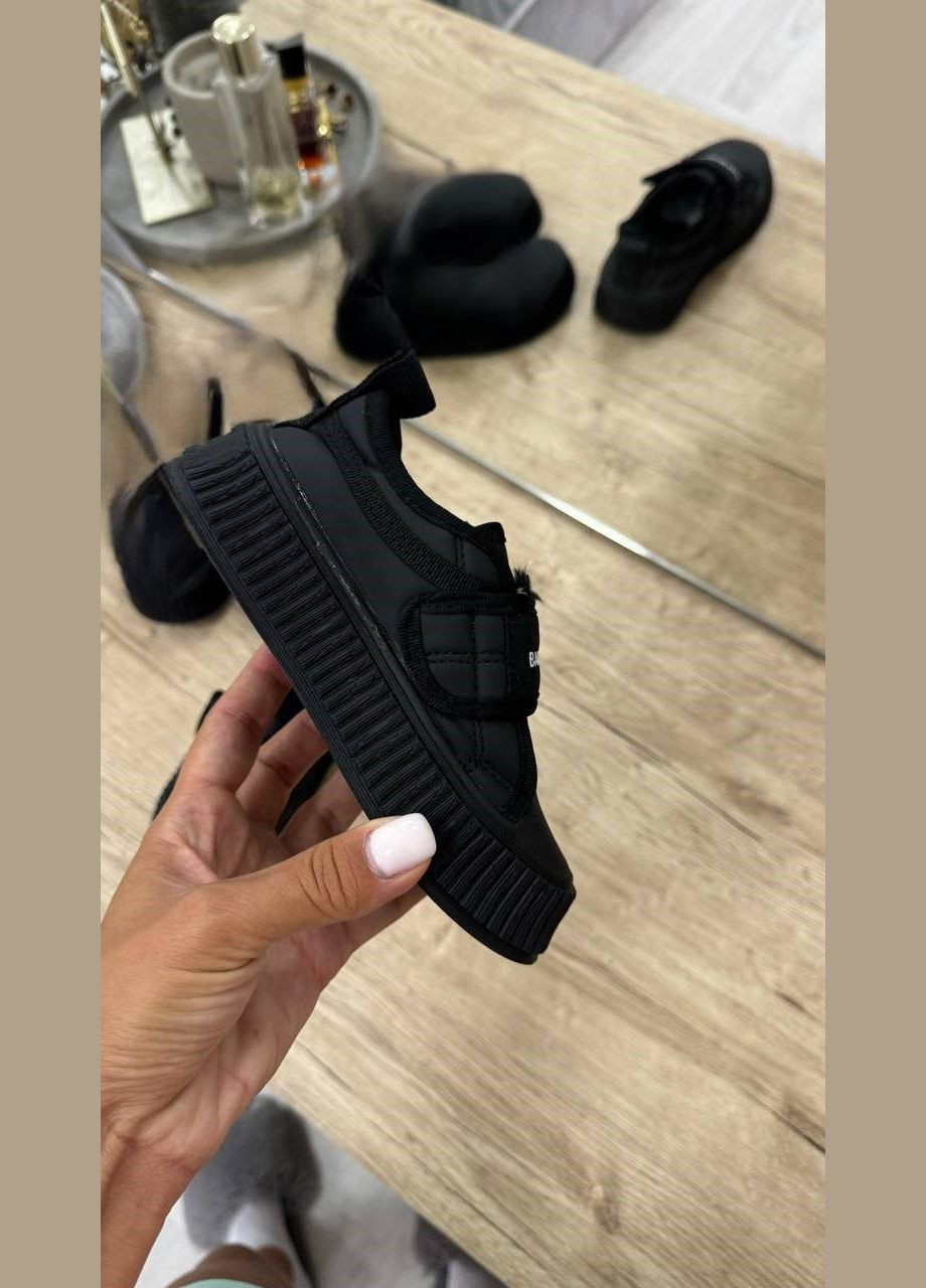 Черные демисезонные кроссовки на липучках детские утепленные BabyStyle