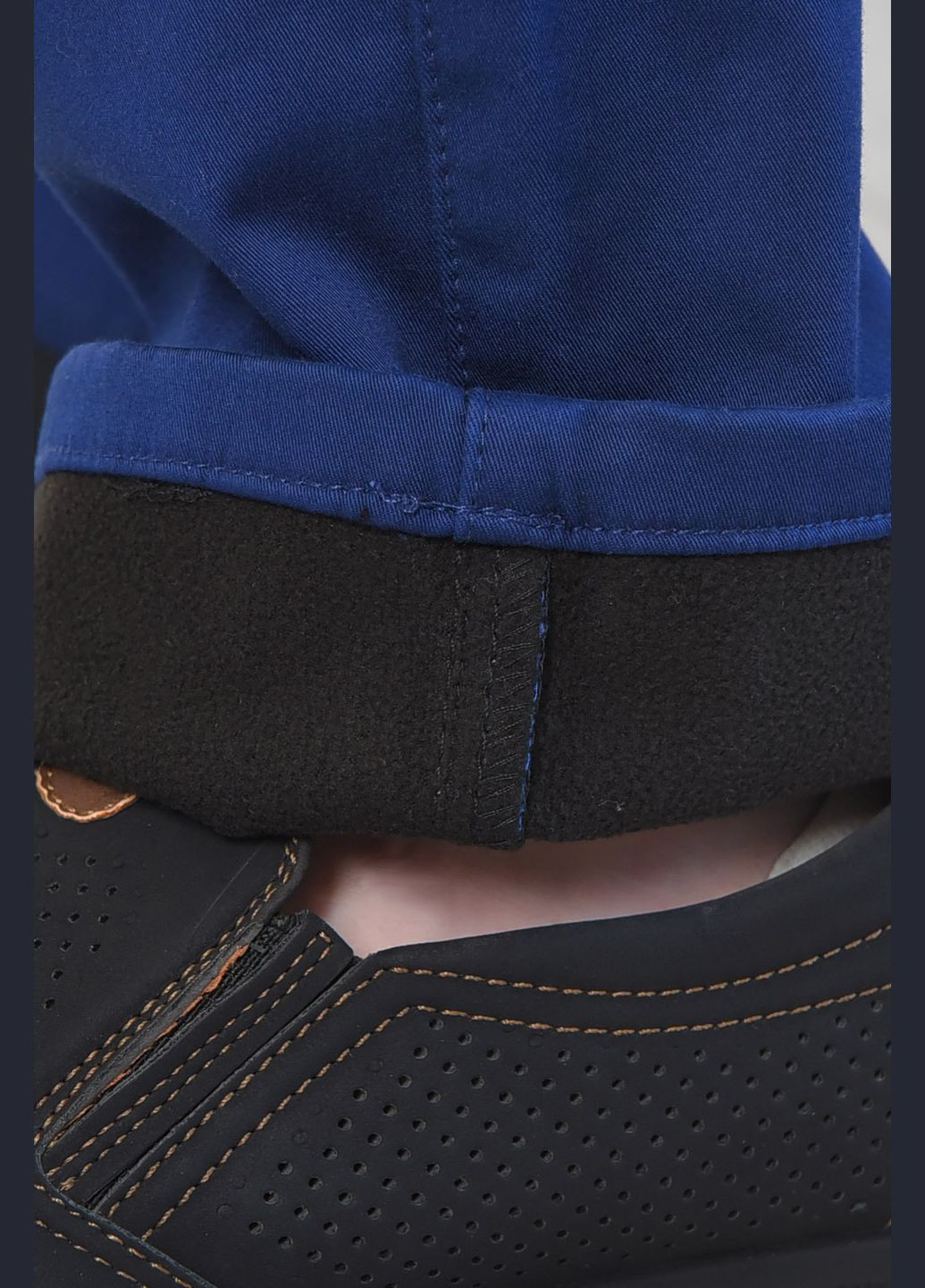 Темно-синие зимние прямые штаны мужские на флисе темно-синего цвета Let's Shop