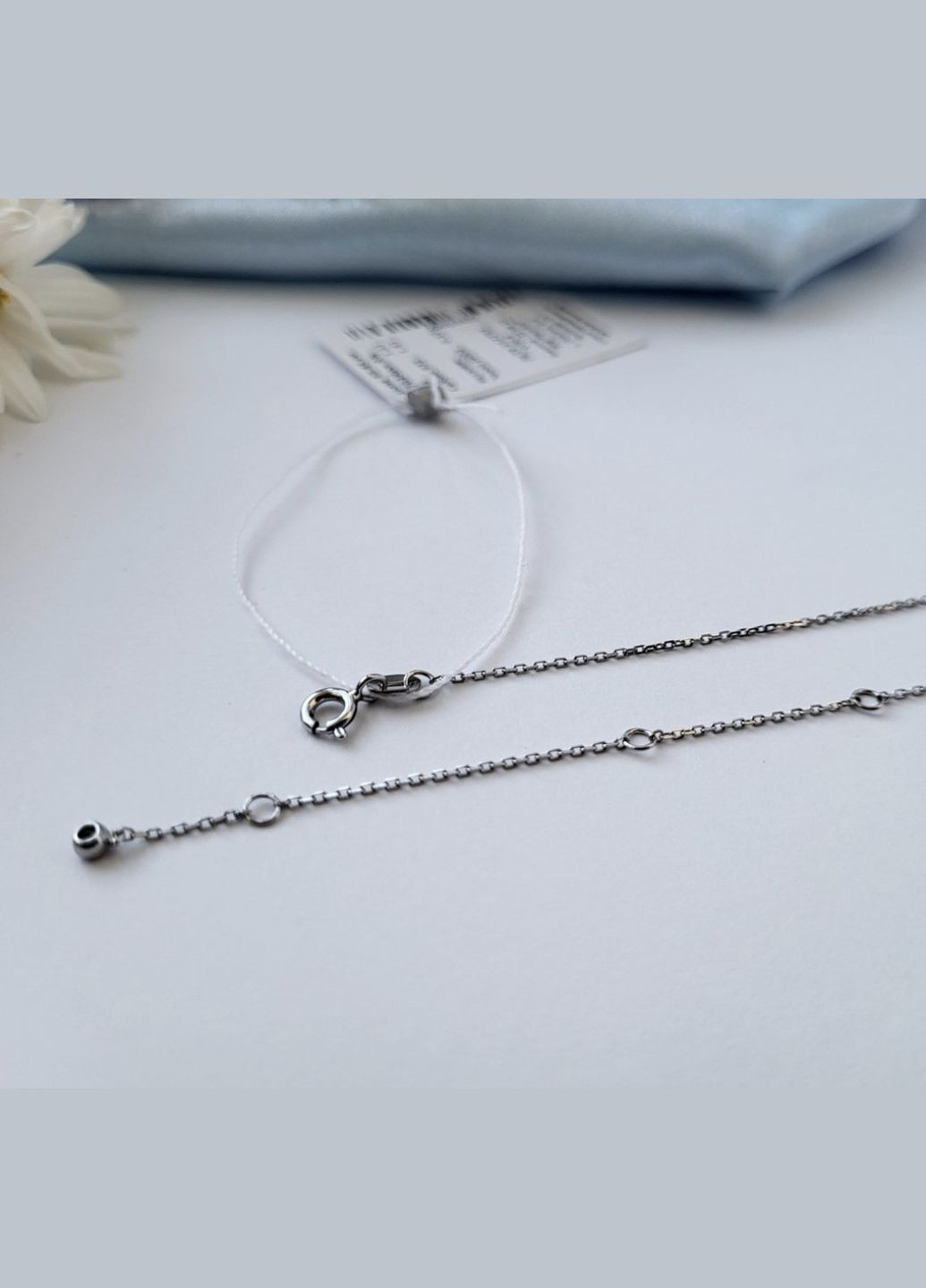 Срібний ланцюжок кольє з підвіскою Овал с Хризолітом 40 см срібло 925 проби Родоване 1457 1.99г No Brand (309013012)