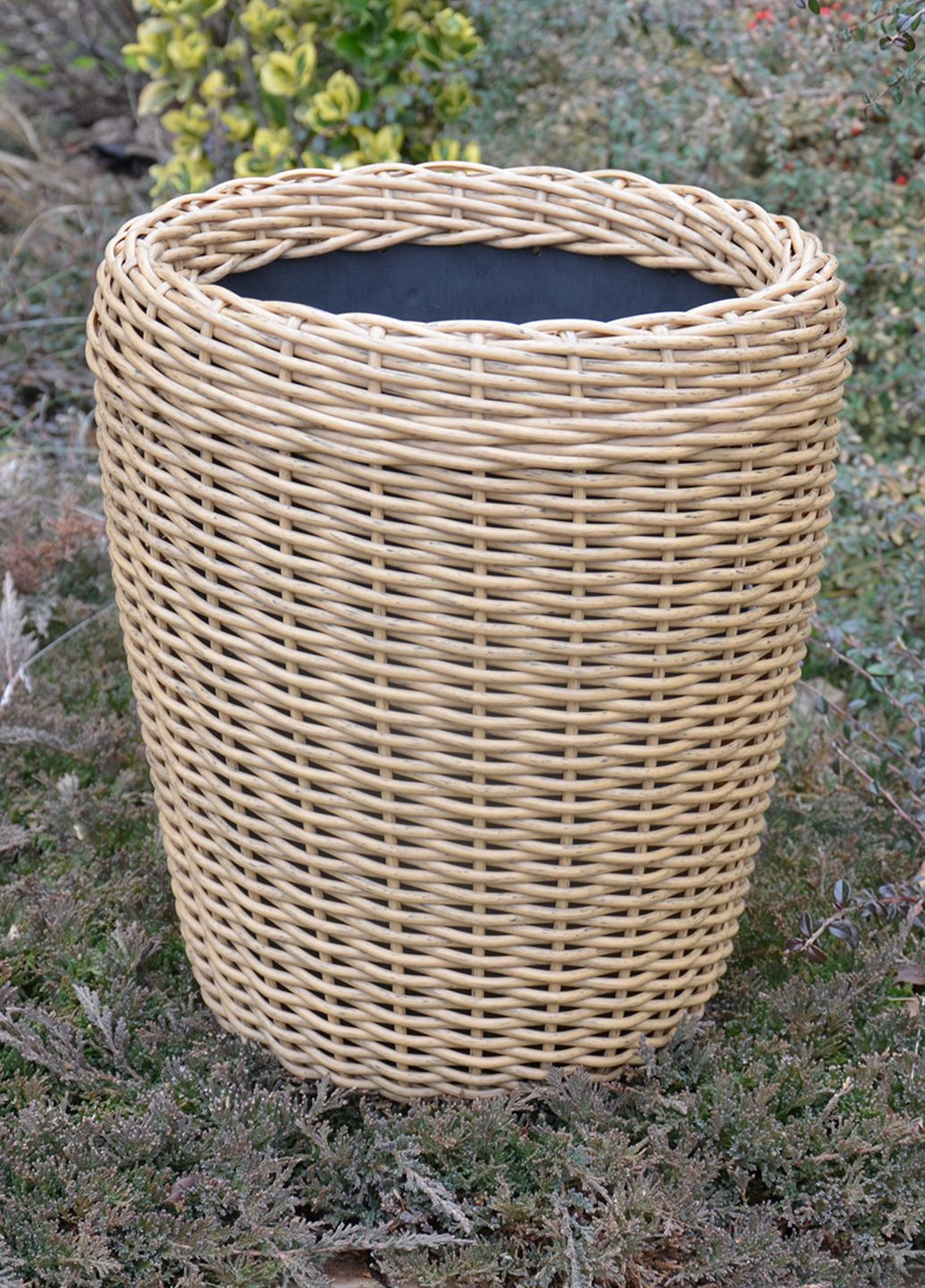 Кашпо высокое 16 литров (горшок для цветов и растений),Вазон из искусственного ротанга ручной работы. Цвет Светлое дерево Handmade (329193730)