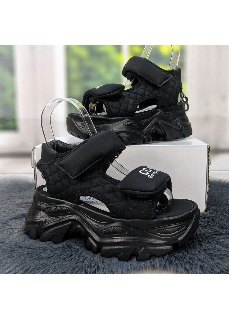 Черные босоножки подростковые для девочки на платформе Jong Golf