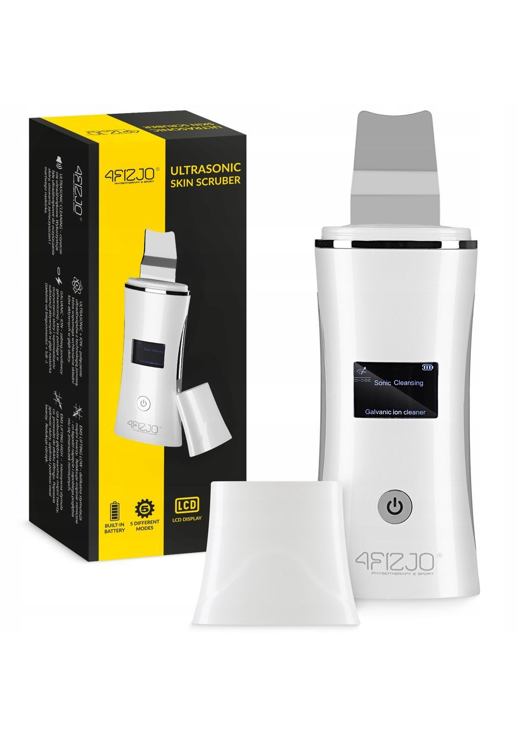 Ультразвуковий скрабер для шкіри обличчя 5 режимів, бездротовий White (P-5905973407618) 4FIZJO (372925210)