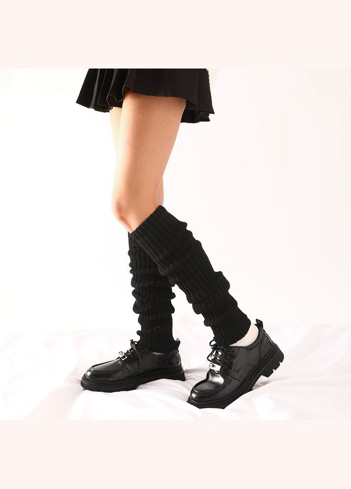 Гетры в рубчик средние черные 50 см One Size No Brand (315492691)