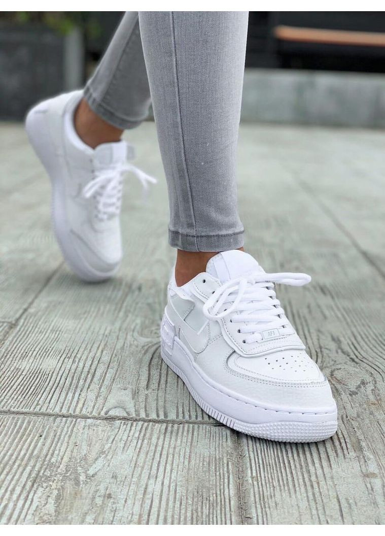 Білі Осінні кросівки чоловічі nike air force 1 shadow white 1 найк аір форс 1 преміум No Brand