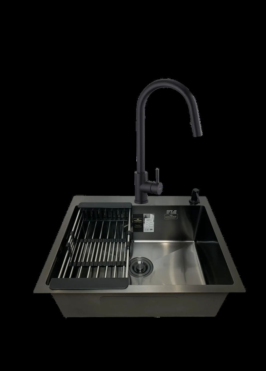 Комплект кухонной мойки KRP Schwarze – 60х50HM PVD (3.0/1.0 мм) Kroner (336935206)