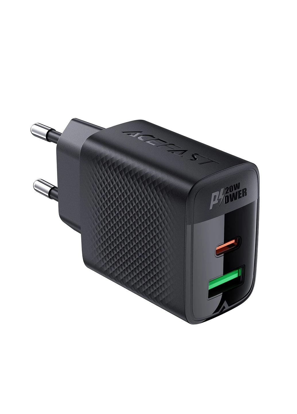 Мережевий зарядний пристрій PD20W GaN (USB-A+USB-C) charger Black Acefast A78 (380296340)