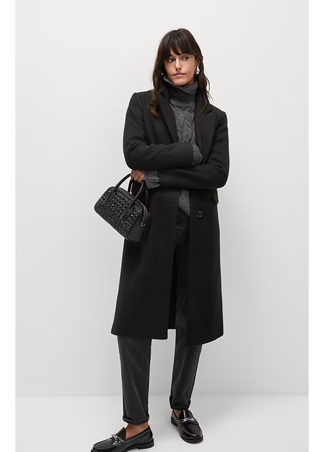 Чорне демісезонне Жіноче однобортне пальто (57968) ХS Чорне M&S