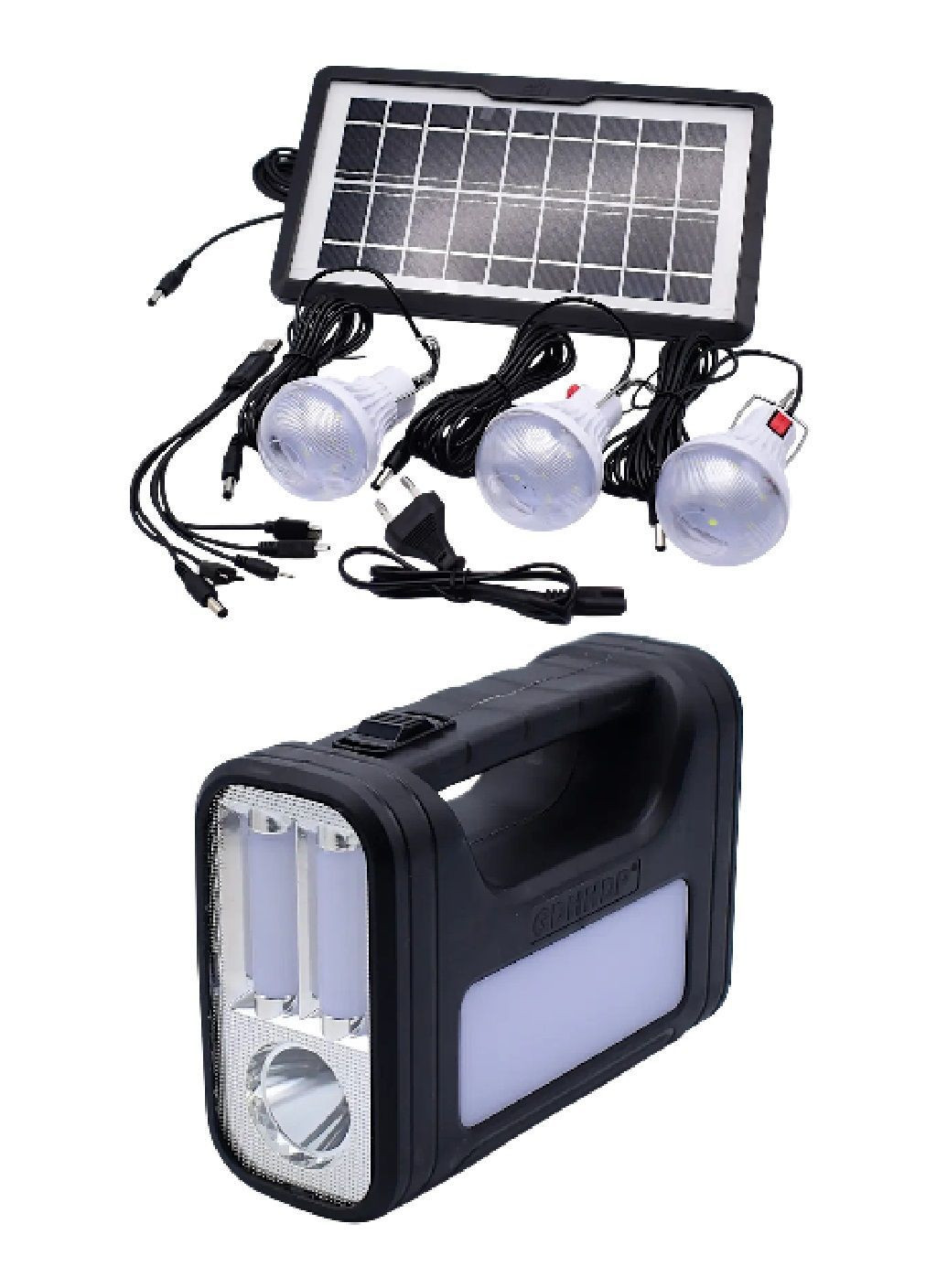 Портативная солнечная станция с лампами 3 штуки Li-Ion аккумулятором функцией power bank солнечной панелью (482270-Prob) Unbranded (372863080)