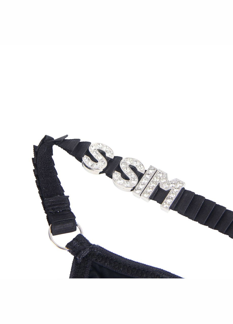 Чорні сексуальні трусики стрінги Star Night зі стразами, L No Brand (330617728)