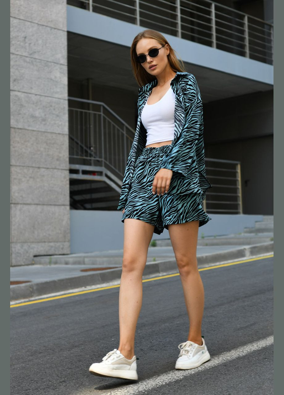 Женский костюм принт зебра. Бирюзовий Seventeen (345707914)