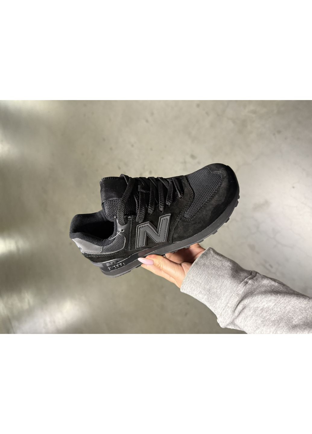 КРОССОВКИ ЖЕНСКИЕ NEW BALANCE 574 ALL BLACK НЬЮ БЕЛАНС 574 No Brand чёрные демисезоны (368887680)