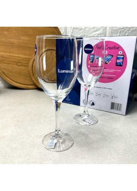 Сервіз чорно-білого столового посуду з келихами 24 предмети Carine Luminarc (342117646)