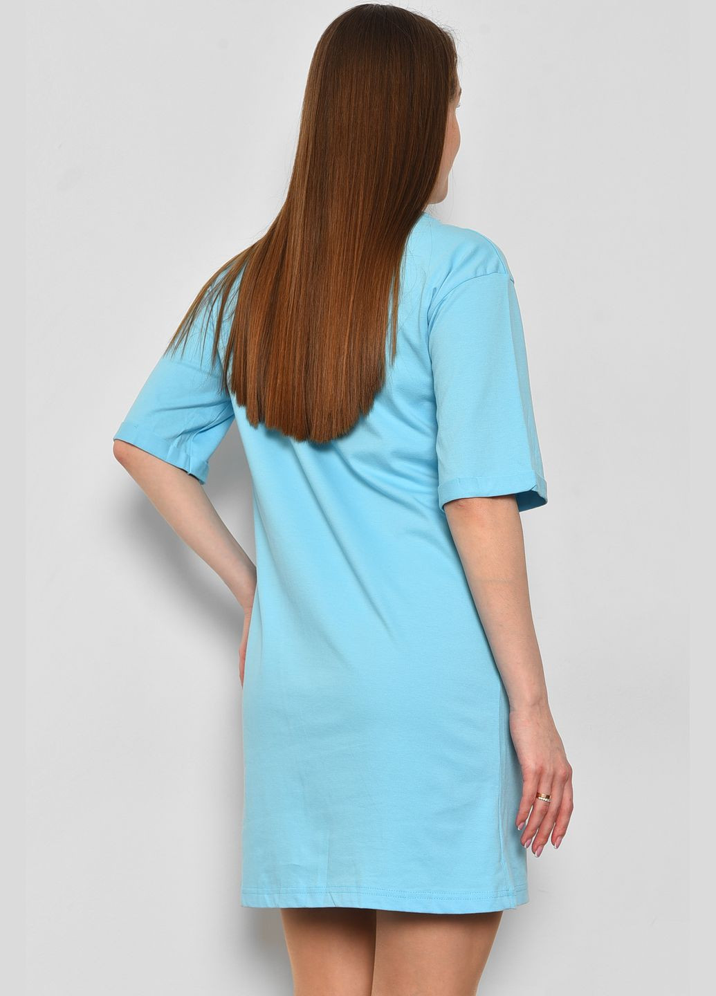 Туника женская из ткани лакоста голубого цвета Let's Shop (292630395)