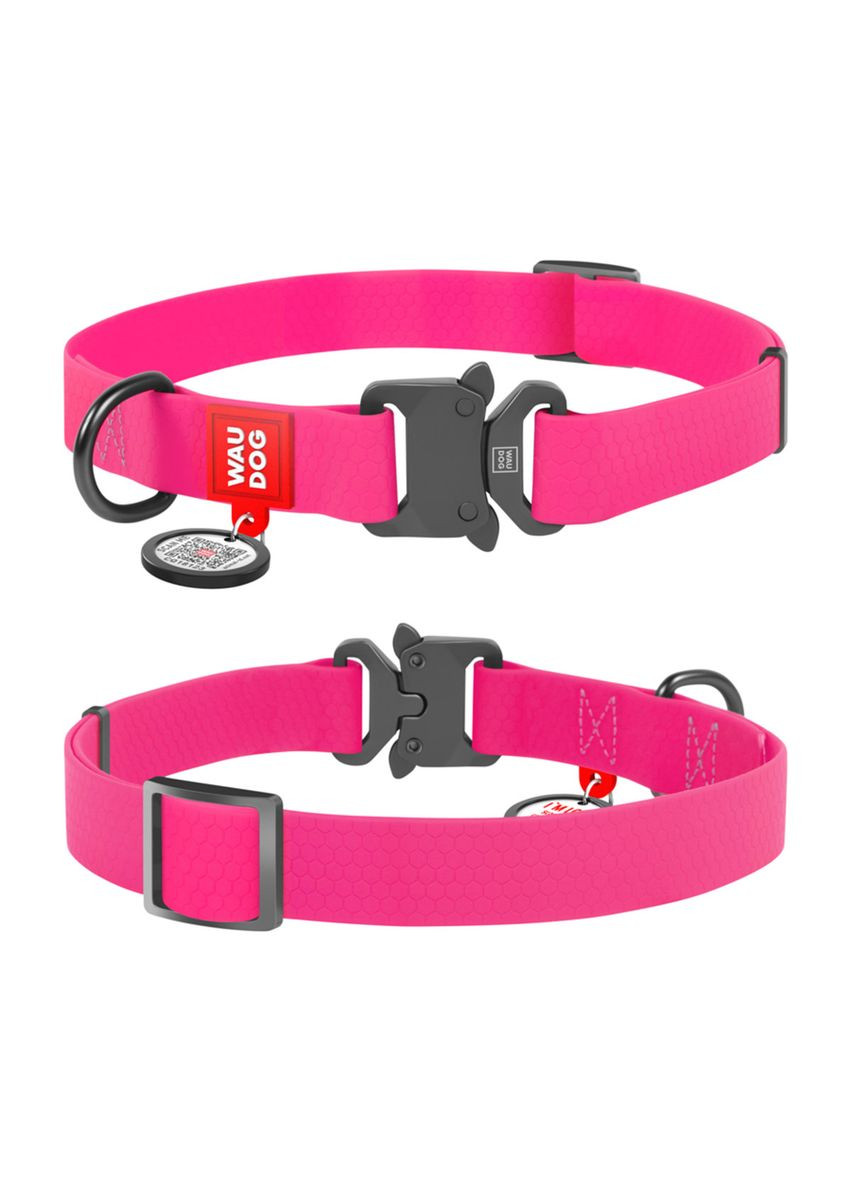 Нашийник для собак водостійкий Waterproof Металева пряжка-фастекс Ш 20 мм Д 24-40 см Рожевий WAUDOG (323168694)