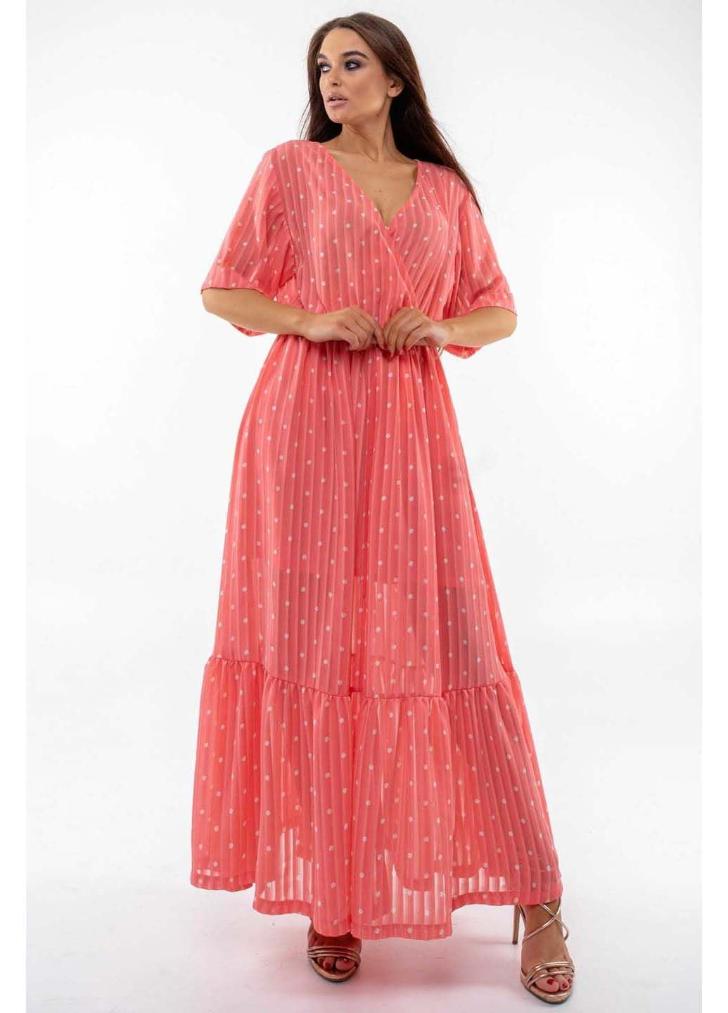 Коралова святковий сукня Ри Мари в горошок