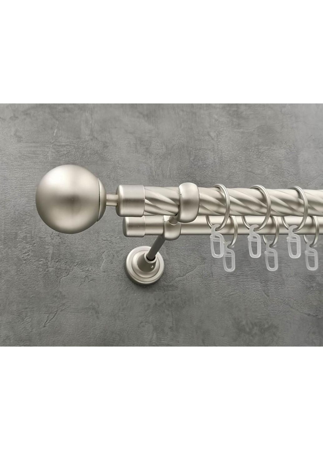 Карниз Куля кручена штанга подвійний відкритий 25/19 мм 240 см Сатин Quadrum (352778329)