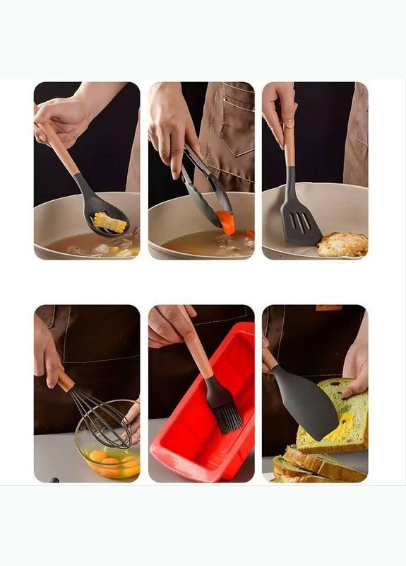 Набір кухонного приладдя Kitchen&Dining | 12 предметов Чорний No Brand (335414159)