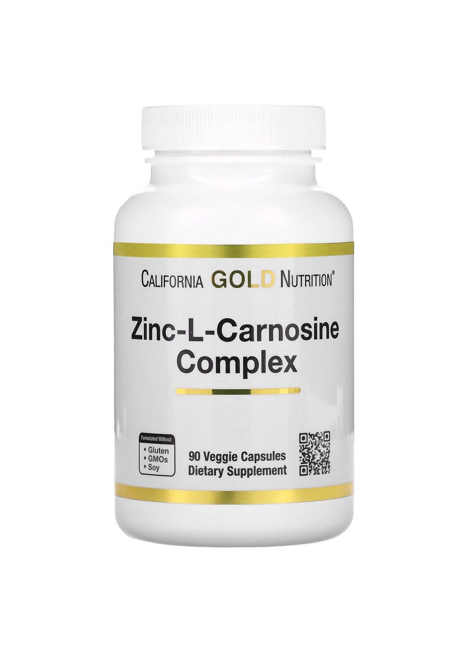 Цинк L-карнозин Zinc L-Carnosine Complex 90 вегетарианских капсул California Gold Nutrition (277695204)