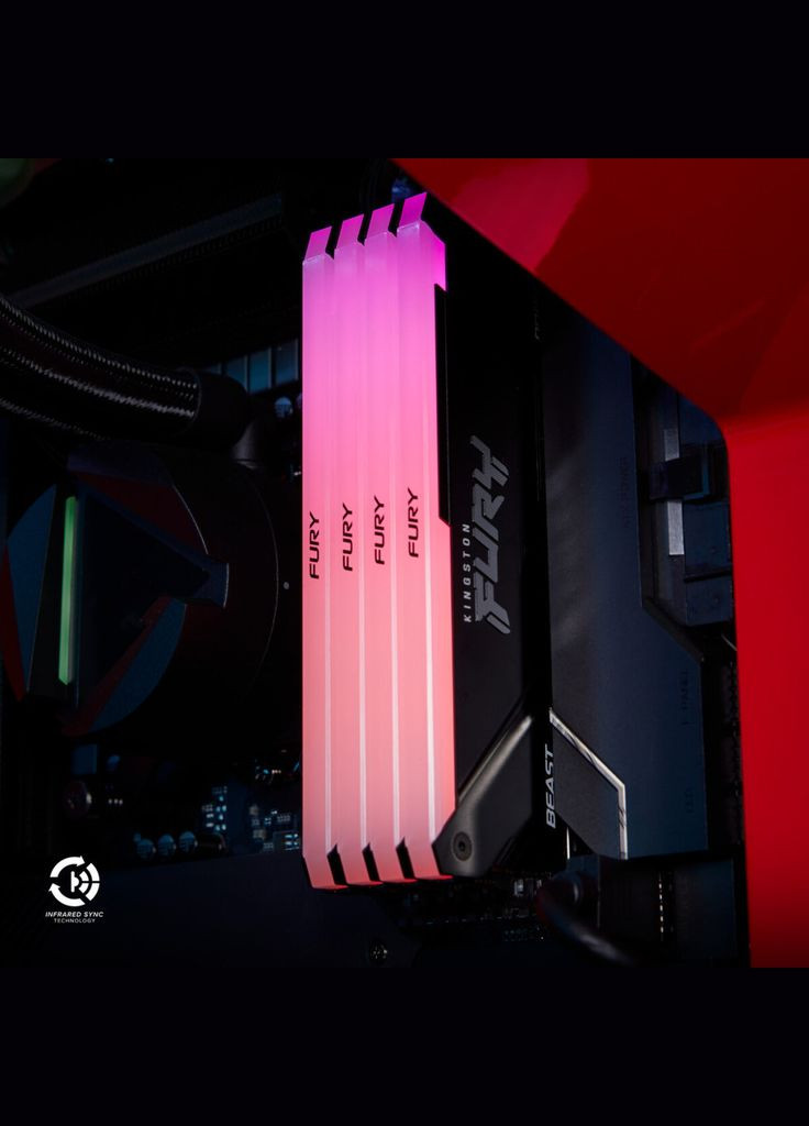 Модуль пам'яті для комп'ютера DDR4 16GB 3200 MHz Beast RGB Fury (ex.HyperX) (KF432C16BB2A/16) Kingston (317407401)