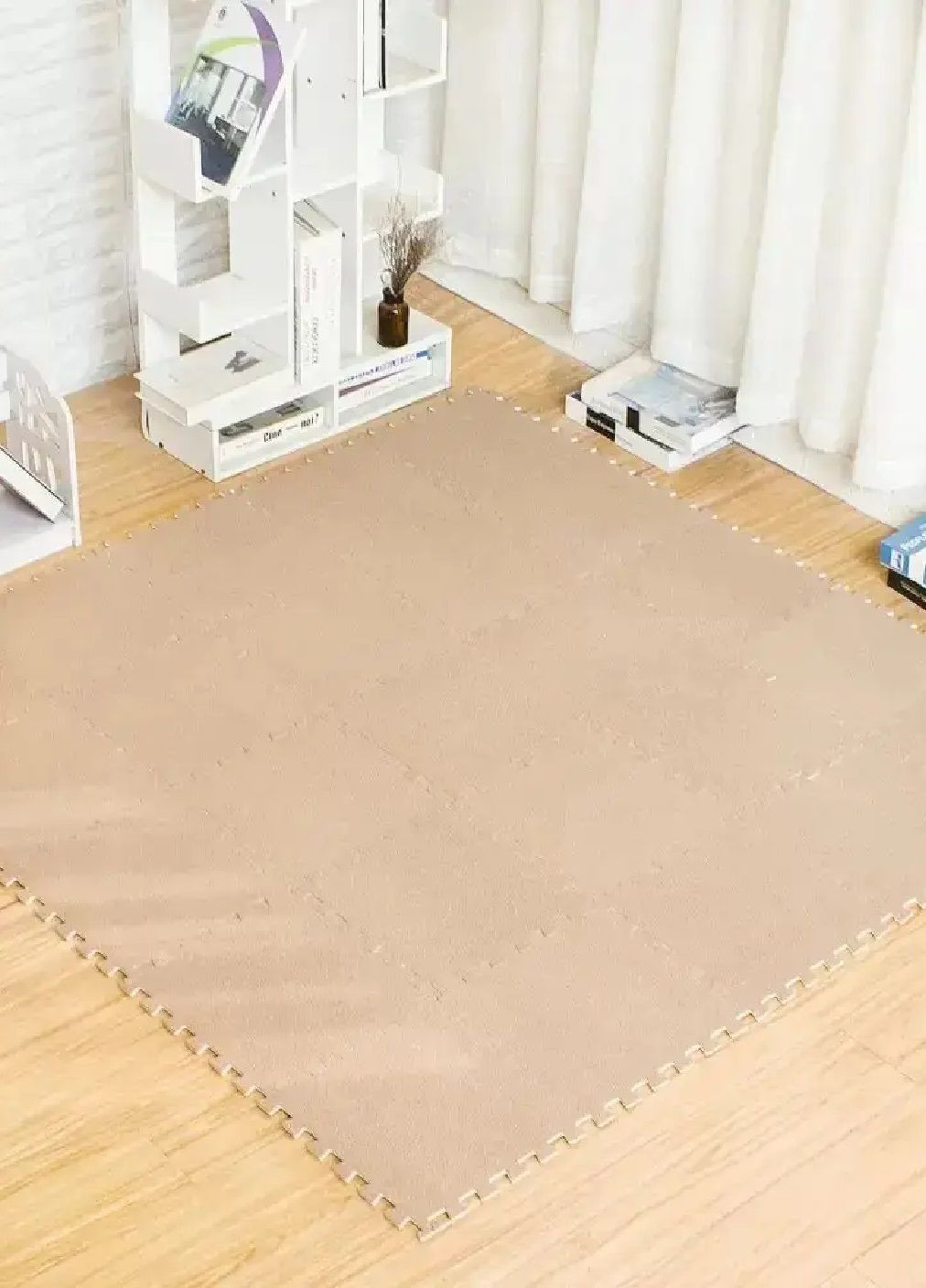 Килимок пазл каремат модульний в дитячу кімнату спальню плюш піна 10 пазлів по 30 см (477463-Prob) Бежевий Unbranded (297438877)