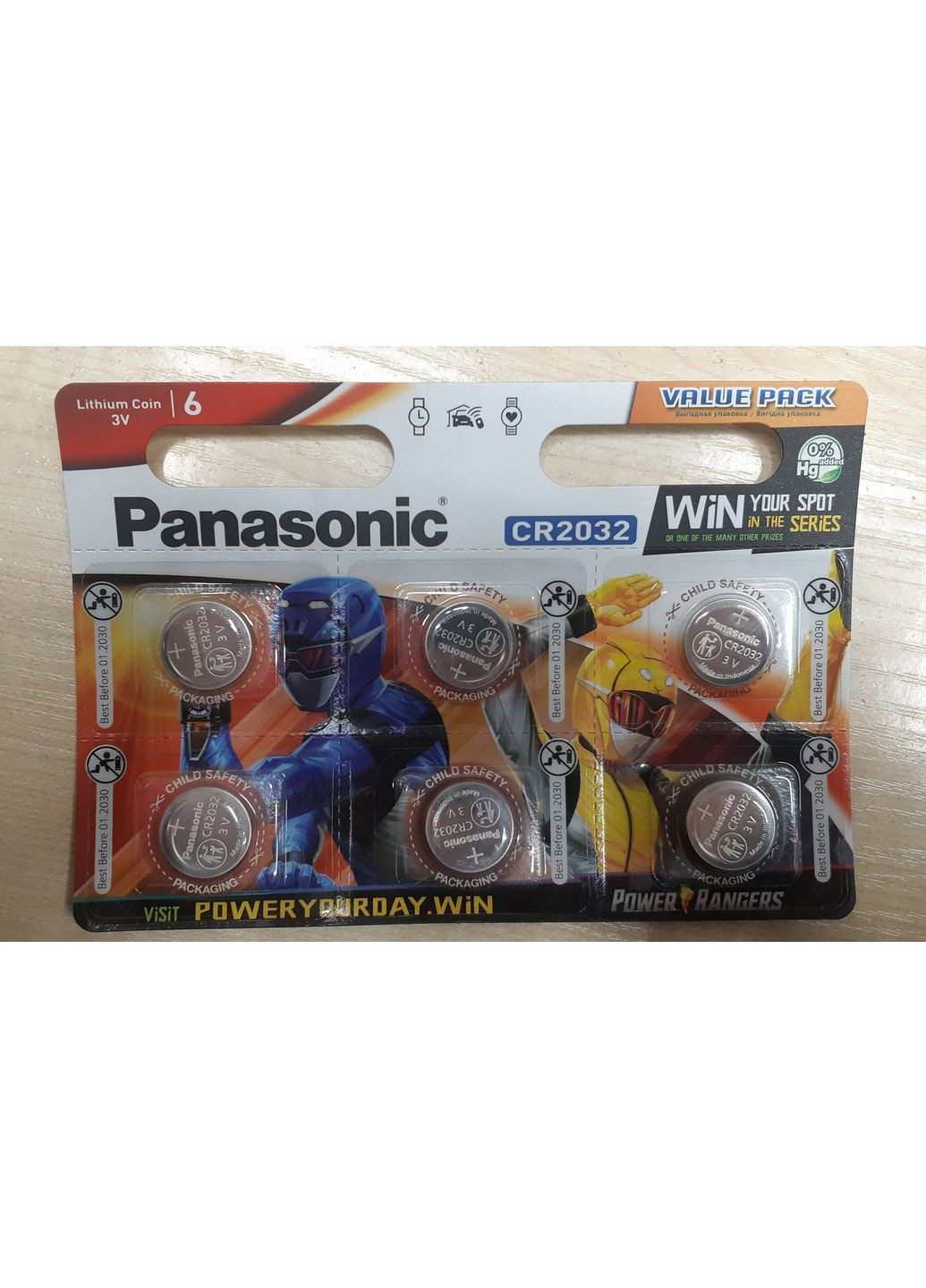 Дисковая батарейка Lithium Cell 3V CR2032 (6шт) Panasonic (370258887)
